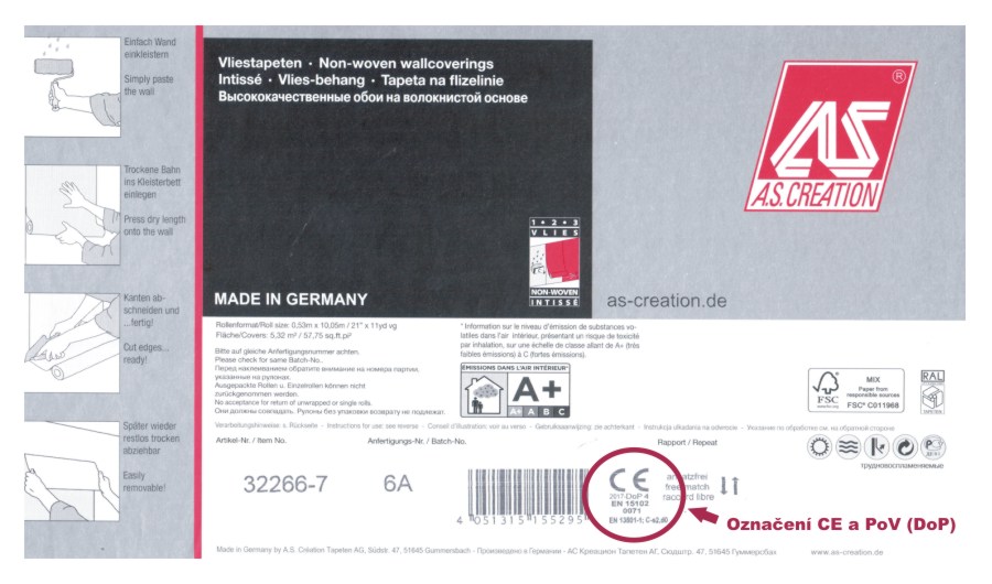 etichetă tapet de perete AS Creation - certificare CE